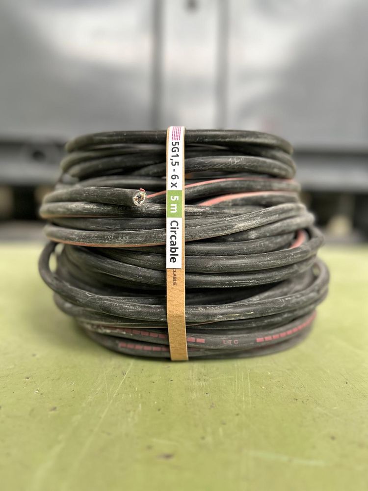 Resource réemploi Câble U1000 R2V - 5G1,5 mm² - longueur 30 ml- 6 câbles de 5ml -Circable
