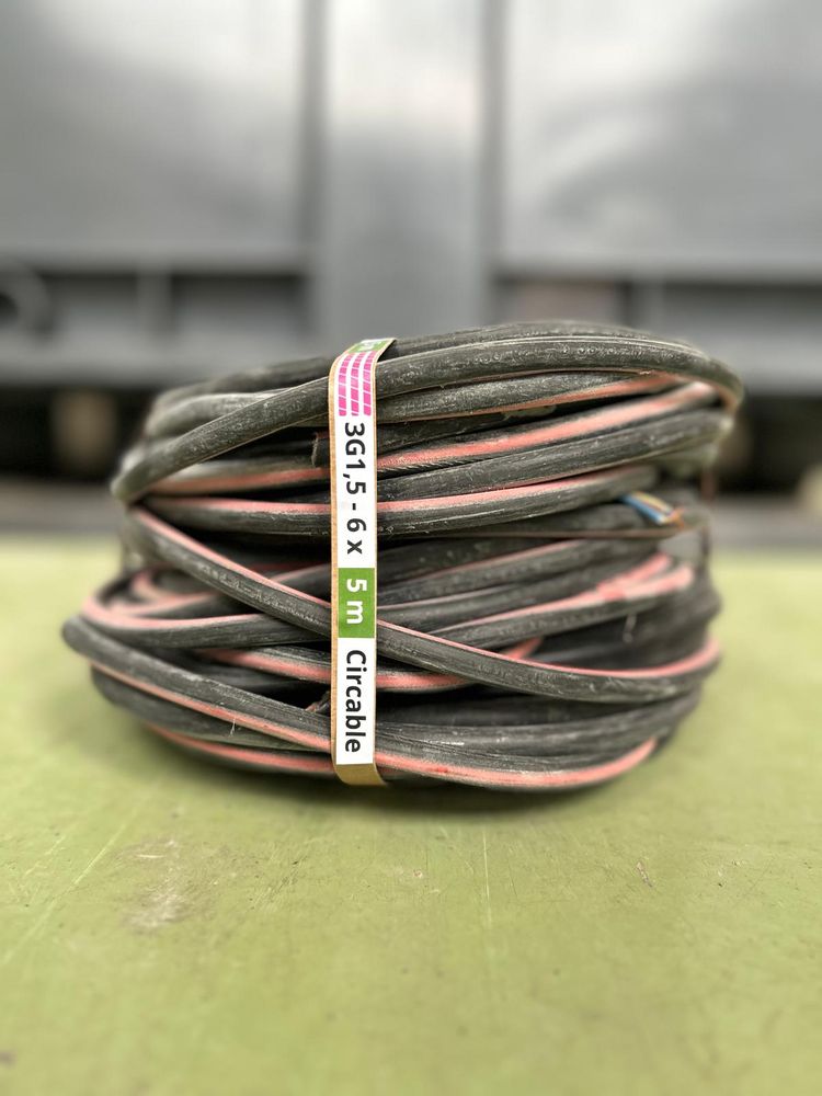 Resource réemploi Câble U1000 R2V - 3G1,5 mm² - longueur 30 ml- 6 câbles de 5ml -Circable