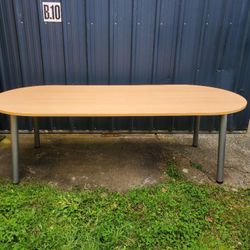 Table de réunion Bords demi-cercle pied métal gris