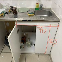 Kitchenette inox + meuble bas
