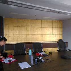 Panneau mural bois doré