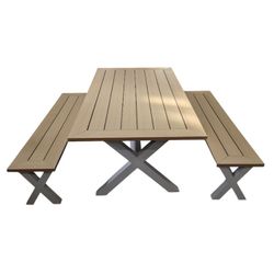 Table de cuisine (200x101cm) avec 2 bancs