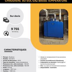 Resource réemploi Chaudière, au sol gaz basse température Buderus GE 434X ou équivalent