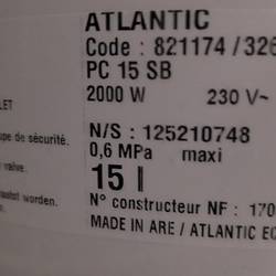 Resource réemploi Chauffe eau instantané - Atlantic - 30 L