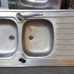 Évier, inox 2 bacs