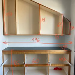 Meuble intégré, 3 tiroirs+2 placards