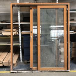 Baie vitrée, 2 vantaux coulissants bois